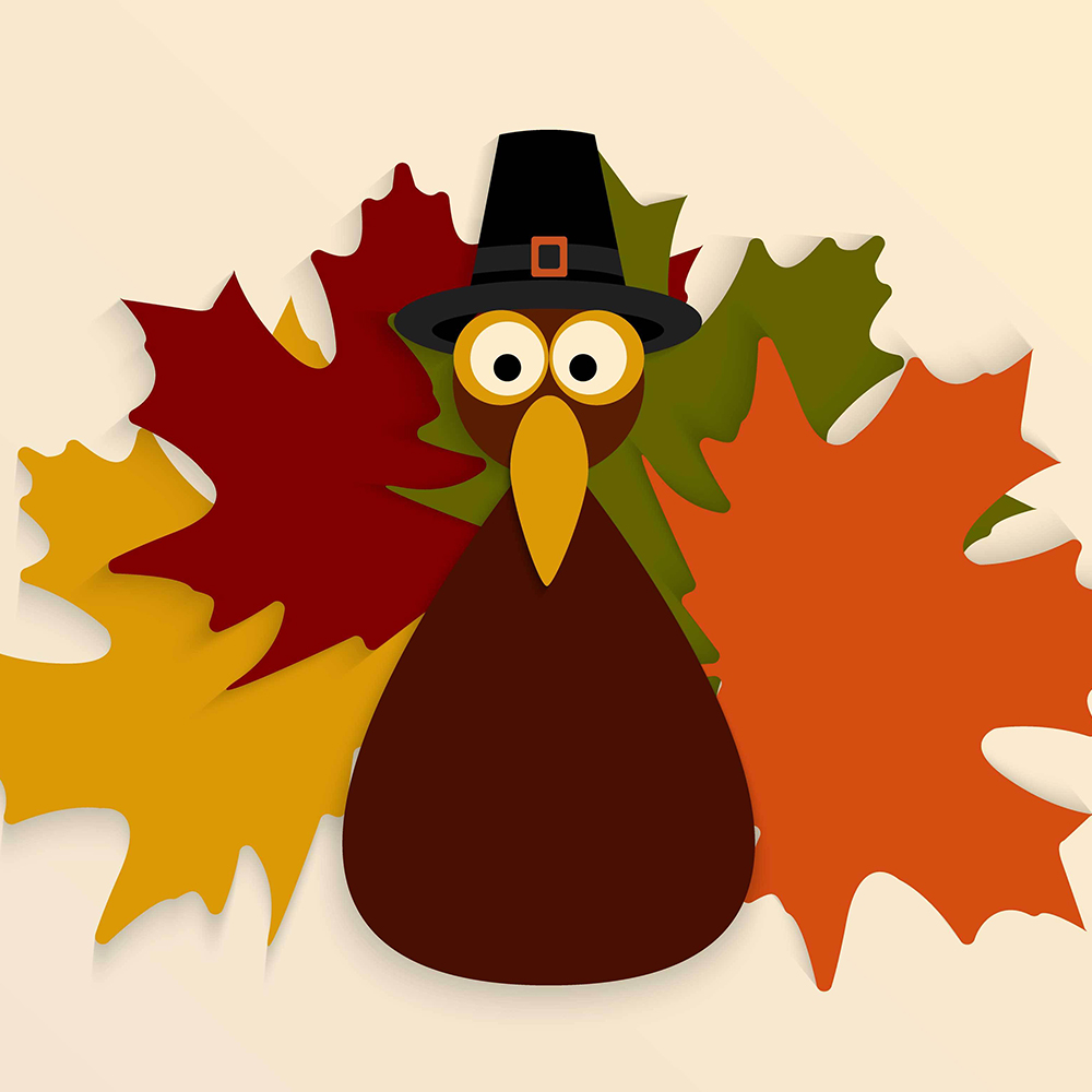 cartoon turkey with pilgrim hat