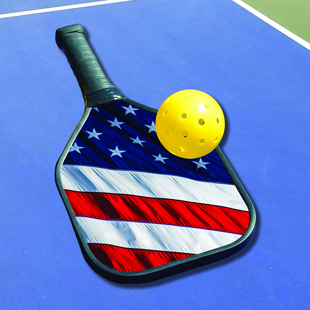 pickleball paddle with flag