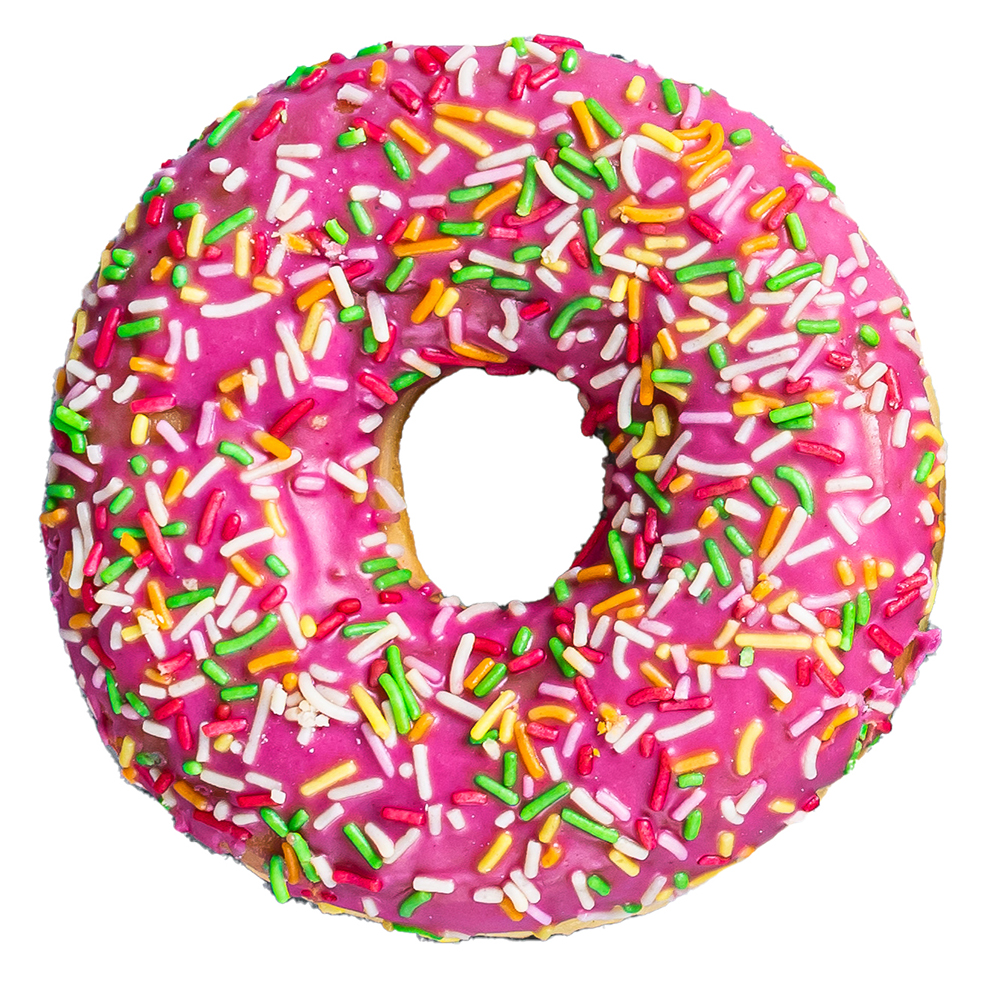 Assorted glazed donuts Isolated on white background, top view